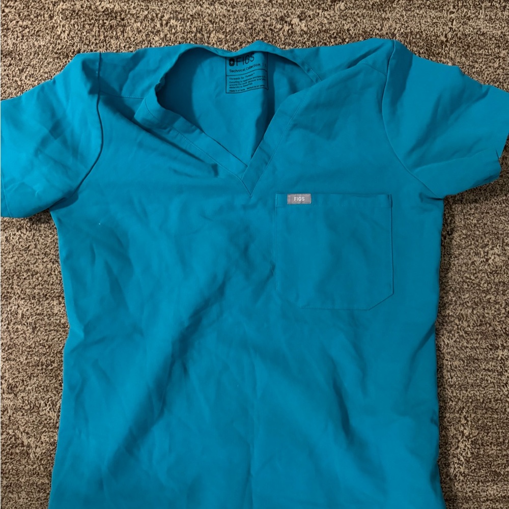 Figs Teal V-Neck Scrub Top and pants Zamora